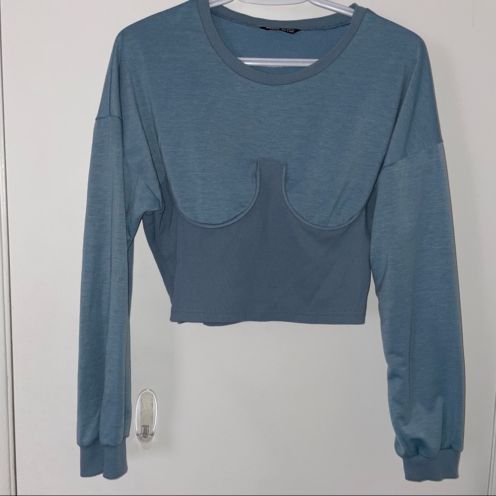 Long Sleeve Corset Styled Cropped Sweater
